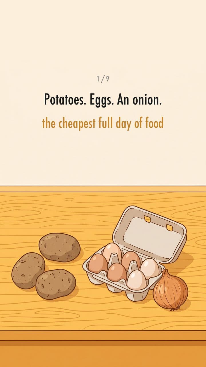 Potatoes, eggs and an onion