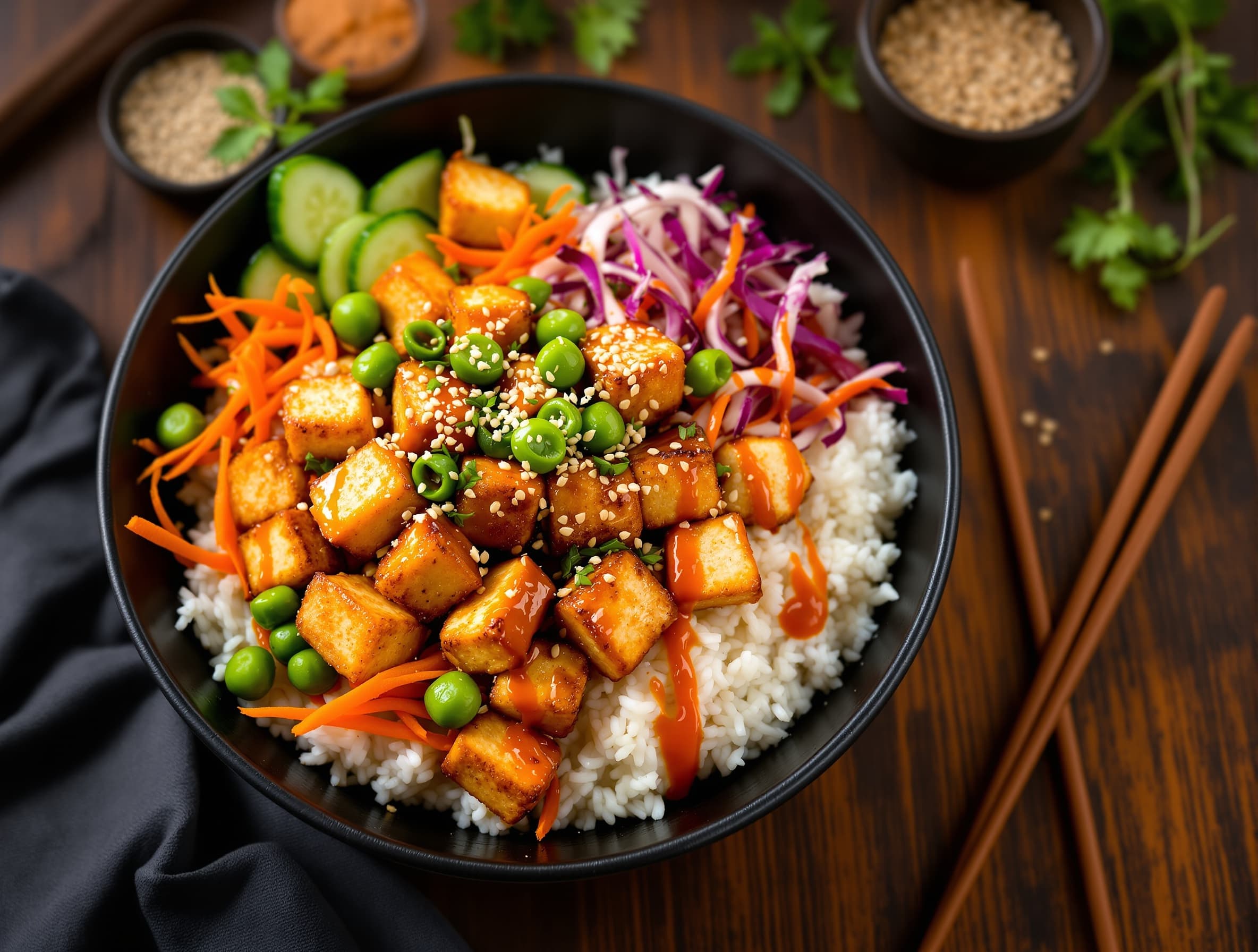 20-Minute Crispy Tofu Rice Bowl